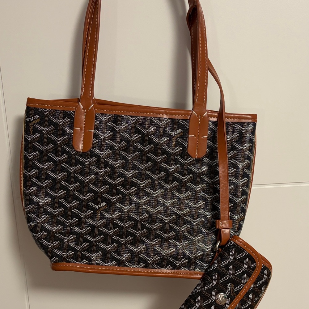 Goyard Black and Brown Tote with Pouch